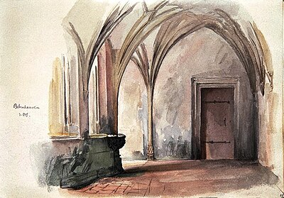 Kreuzgang im Kloster Bebenhausen - Aquarell von Eduard von Kallee, 1854.jpg