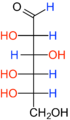 L-glikozun zincir biçiminin Fischer projeksiyonu. Sentetik olarak sentezlenir ve pek önemi olmayan bir izomerdir.