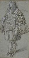 A pursuivant wearing his tabard "athwart". A drawing by Peter Lely from the 1660s.