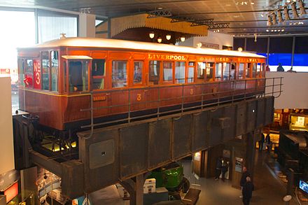 A Liverpool Overhead Railway carriage in the Museum of Liverpool. The first EMUs in 1893.
