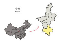 Guyuan City (yellow) within Ningxia