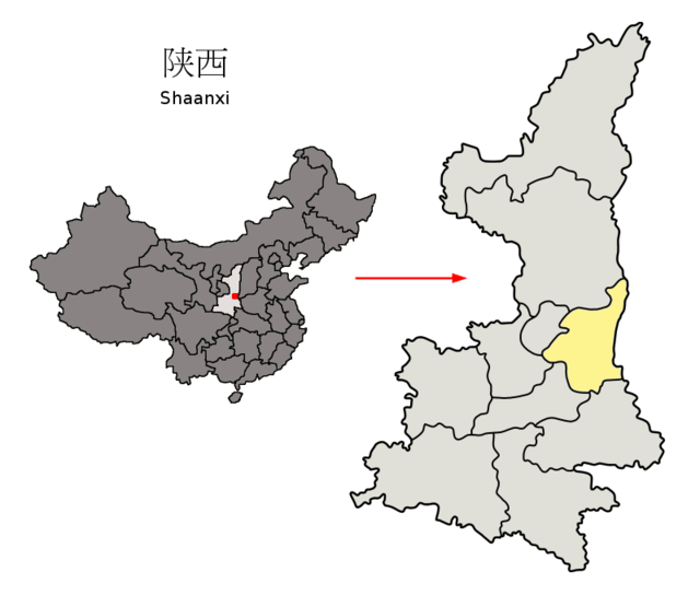 Weinans läge i Shaanxi, Kina.
