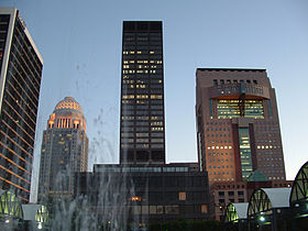 Left to right, BB&T Building, 400 West Market, National City Tower, and the Humana Building in downtown Louisville