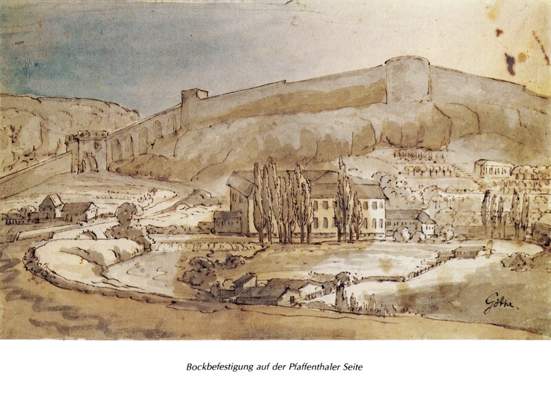 File:Luxembourg fortress in 1792 by J. W. von Goethe – Pfaffenthal and Bock.tif