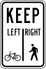 Bicycles left pedestrians right