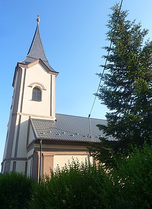 Malé Raškovce church kostol templom (summer) 02.jpg