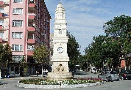 The clock tower in the city centre