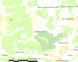 Mapa obce Limbrassac