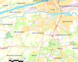 Mapa obce Joué-lès-Tours