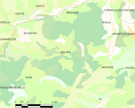 Mapa obce Escaro