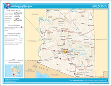 An enlargeable map of the state of Arizona showing the highways and major population centers Map of Arizona NA.png