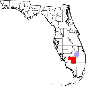 Map of Florida highlighting Hendry County