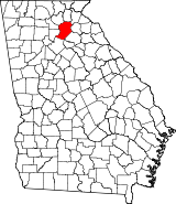 State map highlighting Hall County