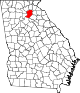 Mapa de Georgia con la ubicación del condado de Hall