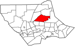 Map of Lycoming County, Pennsylvania highlighting Gamble Township