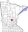 Mapa del estado que destaca el condado de Benton