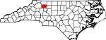 Mapa de Carolina del Norte con la ubicación del condado de Yadkin