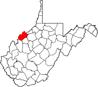 Map of Zapadna Virdžinija highlighting Wood County