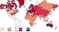 Mapa do alelo de A entre as populações nativas