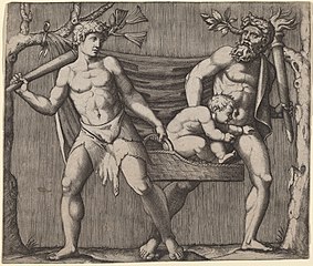Two Fauns Carrying a Child