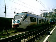 A "Minuetto" train (in service on some Sicilian lines), stopping at the Catania Locomotive Depot. Minuetto.jpg