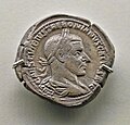 Ritratto di Treboniano Gallo su moneta di bronzo (Museo de arte romano di Mérida)