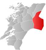 Mapa do condado de Nord-Trøndelag com Lierne em destaque.