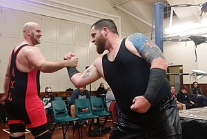 Former NZWPW Heavyweight Champion, Axl and current champion, Bryant NZWPW Bryant&Axl.jpg