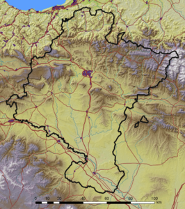 Nafarroa Garaiaren mapa fisikoa.