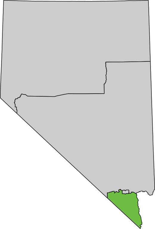 Kaart van het 3e congresdistrict van Nevada (aangegeven in groen).