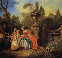 Nicolas Lancret - A Lady and Gentleman Taking Coffee with Children in a Garden.JPG