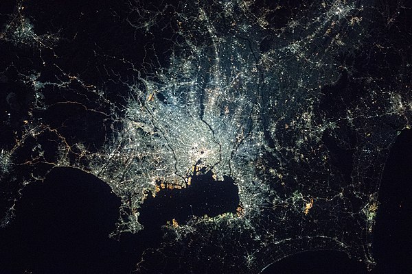 Tokyo Bay and Greater Tokyo at night (2018)