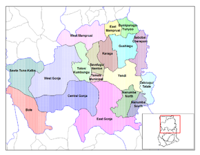 Harta districtelor regiunii Regiunii de Nord