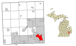 Oakland County Michigan Incorporated e Unincorporated áreas Royal Oak em destaque.svg