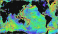Mapo de grandaj subakvaj profundoj, esprimo de 1995 de NOAA.