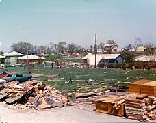 Photograph of damaged homes