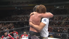 The GoldenLovers (Omega and Kota Ibushi) embracing Omega and Ibushi reunited, 2018.png