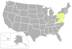 Standorte der Colonial States Athletic Conference