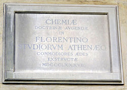 Palazzina de 'Servi, ext. plaque, faculté de chimie.JPG