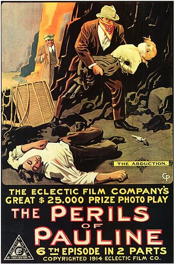 Poster for The Perils of Pauline (1914), a classic melodramatic film series