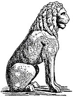 Piraeus Lion dibujo de lindworm curvo.  Las runas del león hablan de guerreros suecos, probablemente varegos, mercenarios al servicio del emperador bizantino (romano oriental).