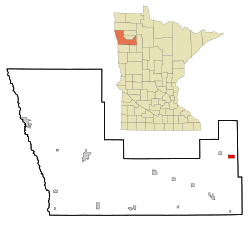 格利在波尔克县及明尼苏达州的位置（以红色标示）