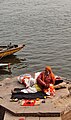 File:Priest taking rest by the Ganges riverside, Varanasi, Uttar Pradesh, India.jpg