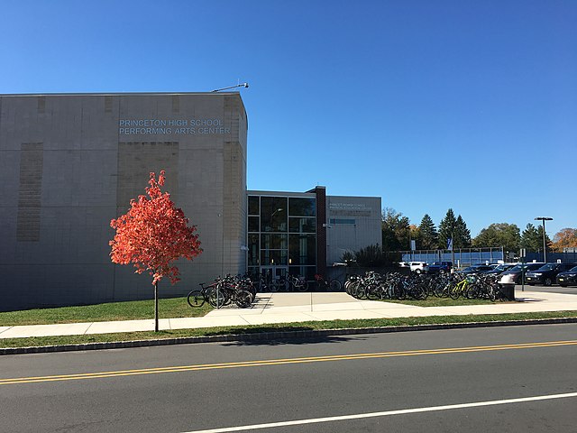 The Performing Arts Center and Physical Education Center structures at the rear of Princeton High School