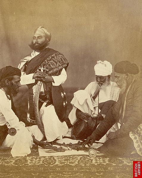 File:Rajput men playing the game of Puchesee; a photo by Eugene Clutterbuck Impey, early 1860.jpg