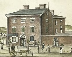 Rodos tavernasi Le coin de F. Street Street Vashingtonga nisbatan maison eté de 1817.jpg
