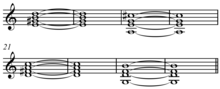 Rhythm changes bridge (B section of an AABA form) in the key of C. Play (help*info) Rhythm changes bridge in C.png