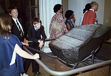 Der Stein von Rosette im British Museum im Jahr 1985.