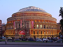 The Royal Albert Hall hosts concerts and musical events, including The Proms which are held every summer, as well as cinema screenings of films accompanied with live orchestral music. Royal Albert Hall.001 - London.JPG
