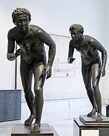 Ancient Roman bronze sculptures of runners from the Villa of the Papyri at Herculaneum, now in the Naples National Archaeological Museum Runners MAN Napoli Inv5626-7 n02.jpg